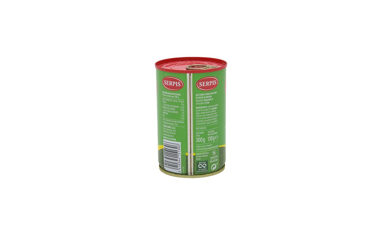 Aceitunas verdes rellenas de anchoa 300 gr Serpis - Imagen 4