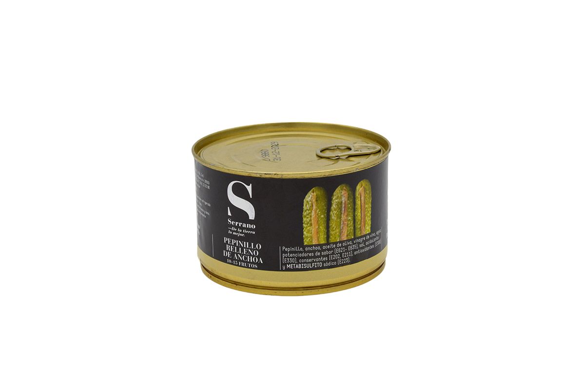 Pepinillos rellenos de anchoa 10/15 uds Serrano