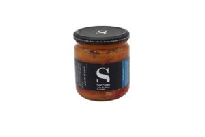 Pimientos del piquillo rellenos de bacalao a la vizcaína frasco 300 gr Serrano